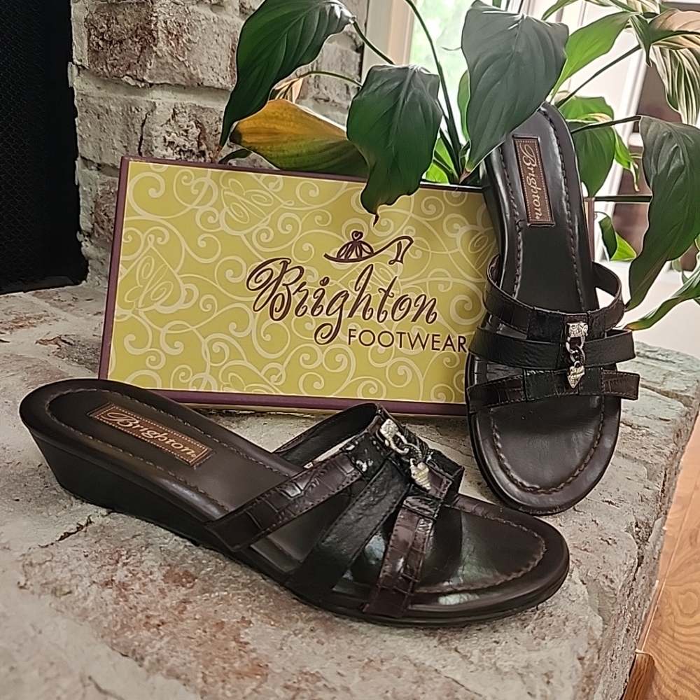 Brighton Black and Silver Sandals with Elegant Design